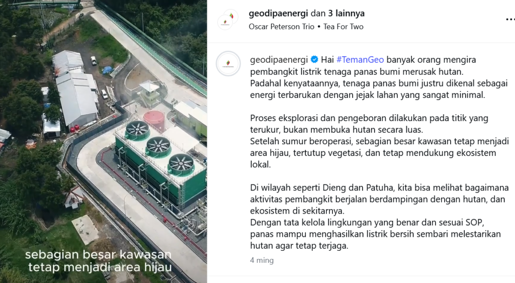Tangkapan Layar Instagram Geo Dipa Energi. Dok: Istimewa.