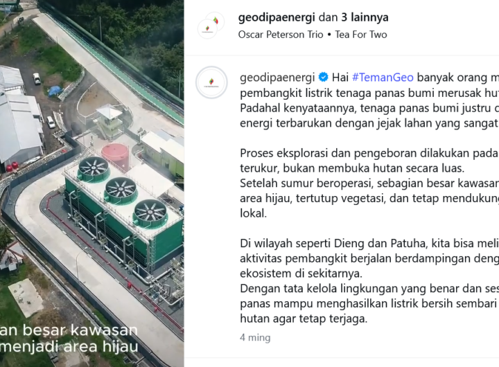 Tangkapan Layar Instagram Geo Dipa Energi. Dok: Istimewa.