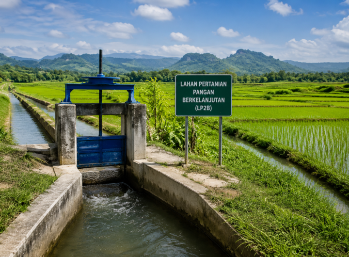 Ilustrasi jaringan irigasi di kawasan pertanian yang menjadi penopang produktivitas sawah dan keberlanjutan pangan Indonesia. Dok: Istimewa.
