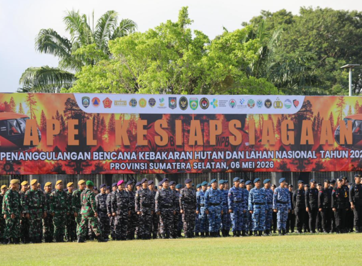 Apel Kesiapsiagaan Karhutla yang digelar BNPB bersama Pemerintah Provinsi Sumatera Selatan di Lapangan Griya Agung, Palembang. Dok: Istimewa.