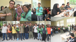 Anggota DPR RI Komisi XIII, Prof. Dr. Yasonna Hamonangan Laoly, S.H., M.Sc., Ph.D., saat menyerap aspirasi warga Medan terkait persoalan penagihan pinjol dan penarikan kendaraan. Dok: Istimewa.