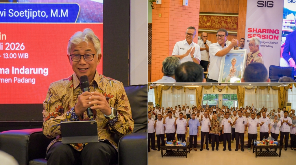 Prof. Dwi Soetjipto memberikan paparan mengenai strategi kepemimpinan berkelanjutan dalam rangkaian HUT ke-68 Pengambilalihan PT Semen Padang. Dok: Istimewa.