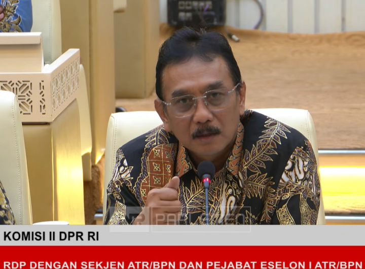 Sekretaris Jenderal Kementerian ATR/BPN, Dalu Agung Darmawan. Dok: Tangkapan Layar YT TVR Parlemen.