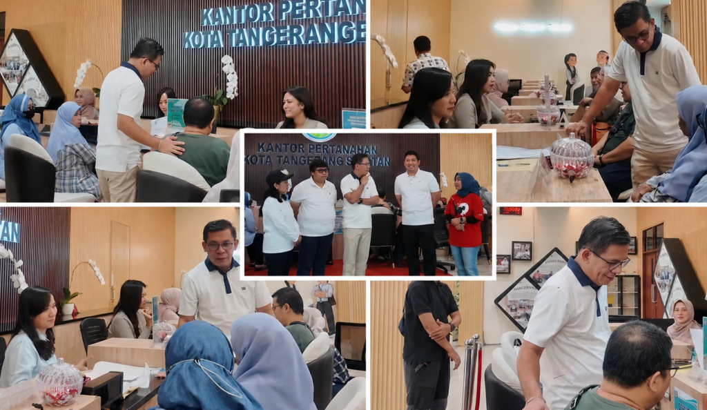 Kepala Kantor Wilayah Badan Pertanahan Nasional (BPN) Provinsi Banten, Harison Mocodompis, hadir langsung untuk meninjau sekaligus menyapa masyarakat yang datang mengurus layanan pertanahan. Dok: Istimewa.