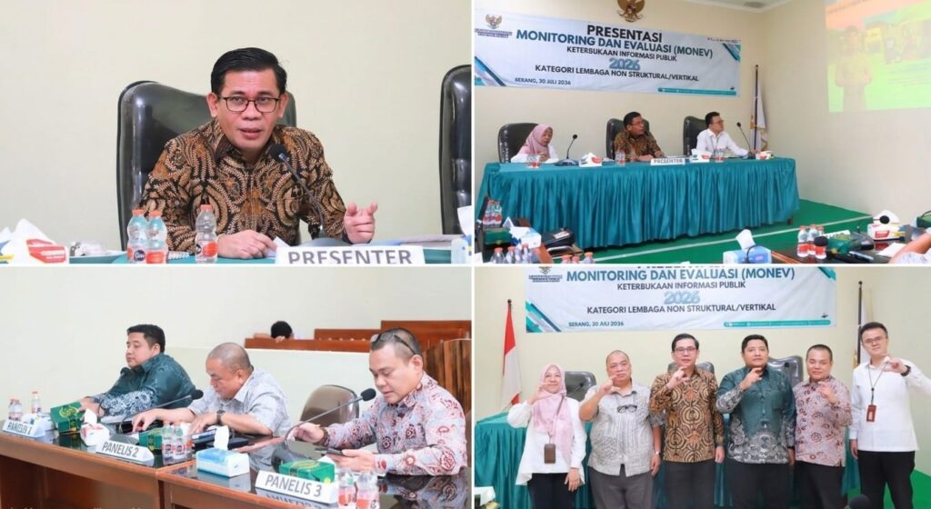 Kepala Kanwil BPN Provinsi Banten Harison Mocodompis memaparkan komitmen keterbukaan informasi publik dalam Monev Keterbukaan Informasi Publik 2026 di Komisi Informasi Provinsi Banten. Dok: Istimewa.