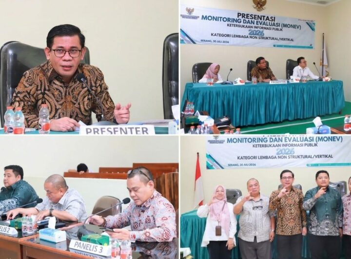 Kepala Kanwil BPN Provinsi Banten Harison Mocodompis memaparkan komitmen keterbukaan informasi publik dalam Monev Keterbukaan Informasi Publik 2026 di Komisi Informasi Provinsi Banten. Dok: Istimewa.